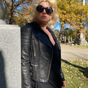 All Saints Black Leather Jacket Size 6 Never Worn